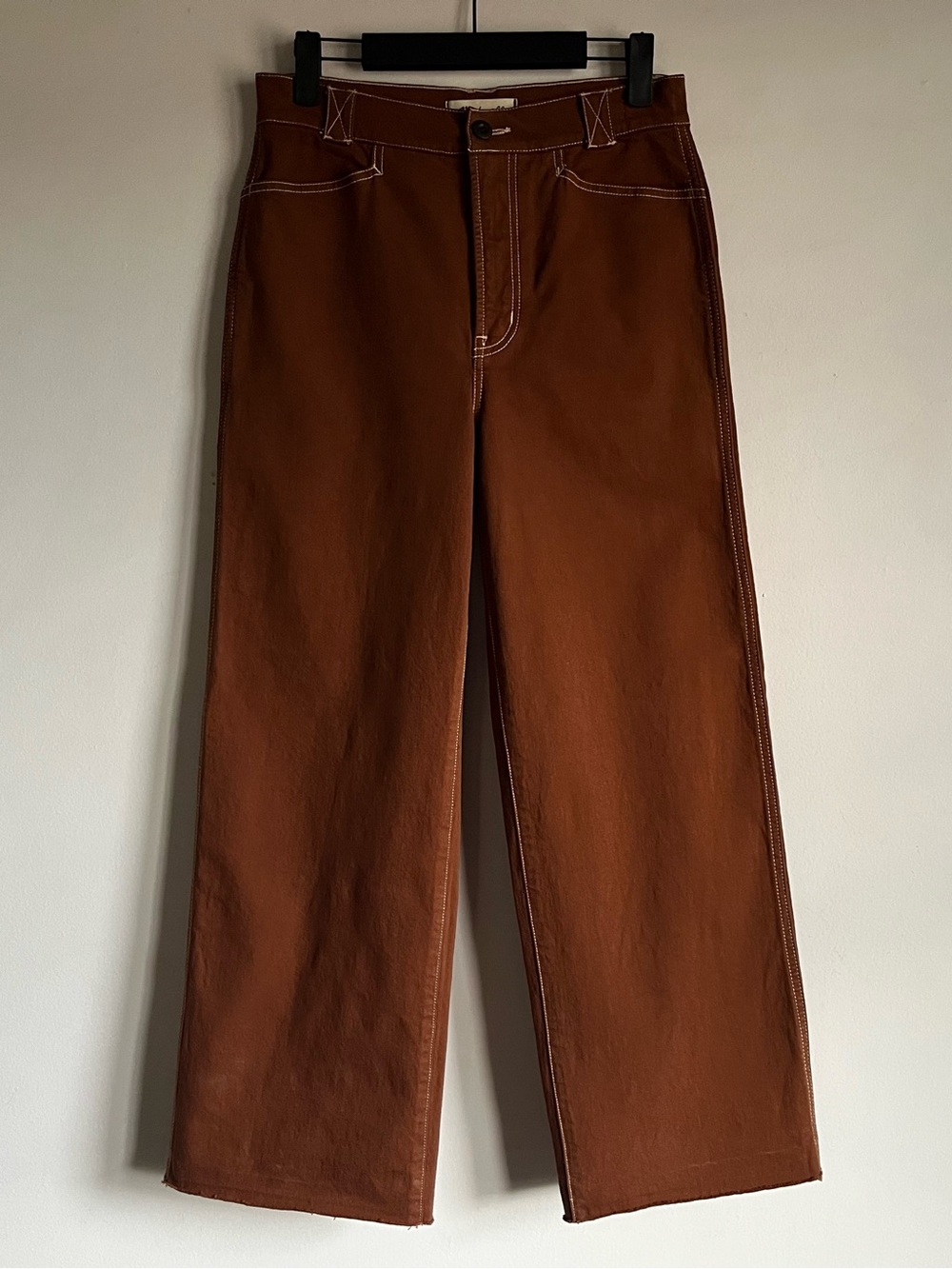 Madewell Emmett Wide Leg Pant Garment Dyed Clifftop Brown 26 Cropped $98 NM363